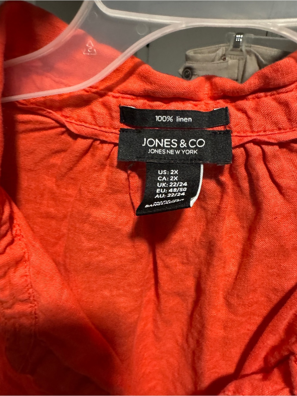 Jones & Co Women's Orange Linen Blouse - Lightweight Button Top
